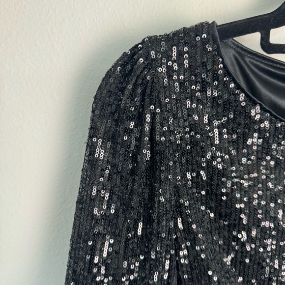 Nanette Lepore Black sequin long sleeve midi  party dress size 10 - Picture 7 of 14